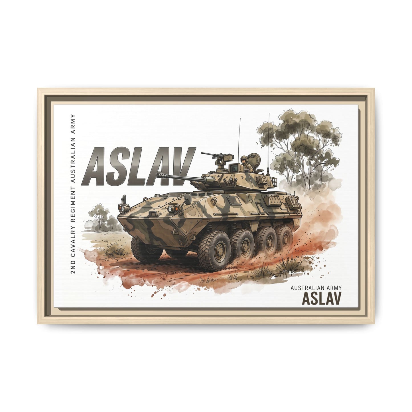 ASLAV Armored Vehicle Matte Canvas Framed Print — Australian Army Military Art