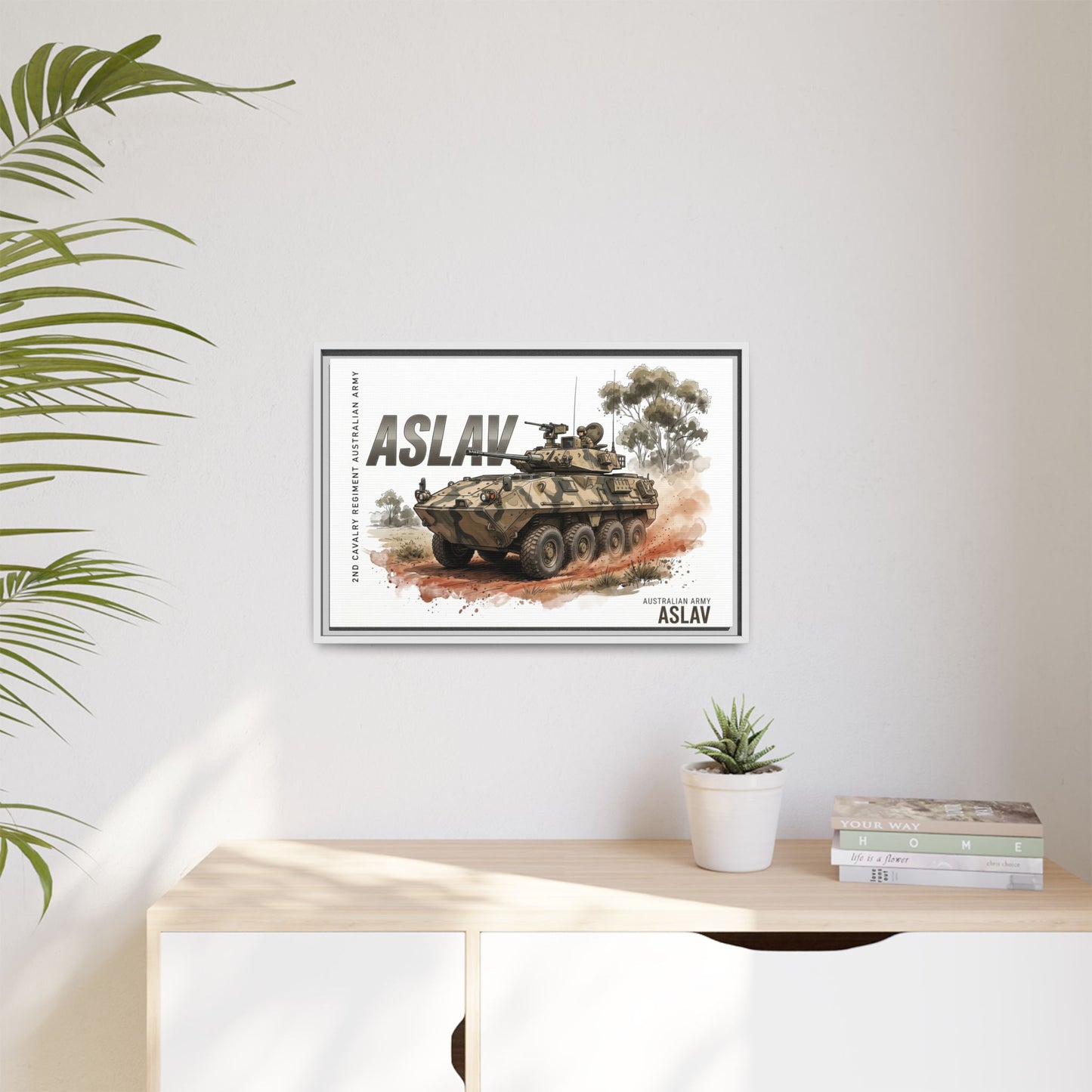 ASLAV Armored Vehicle Matte Canvas Framed Print — Australian Army Military Art