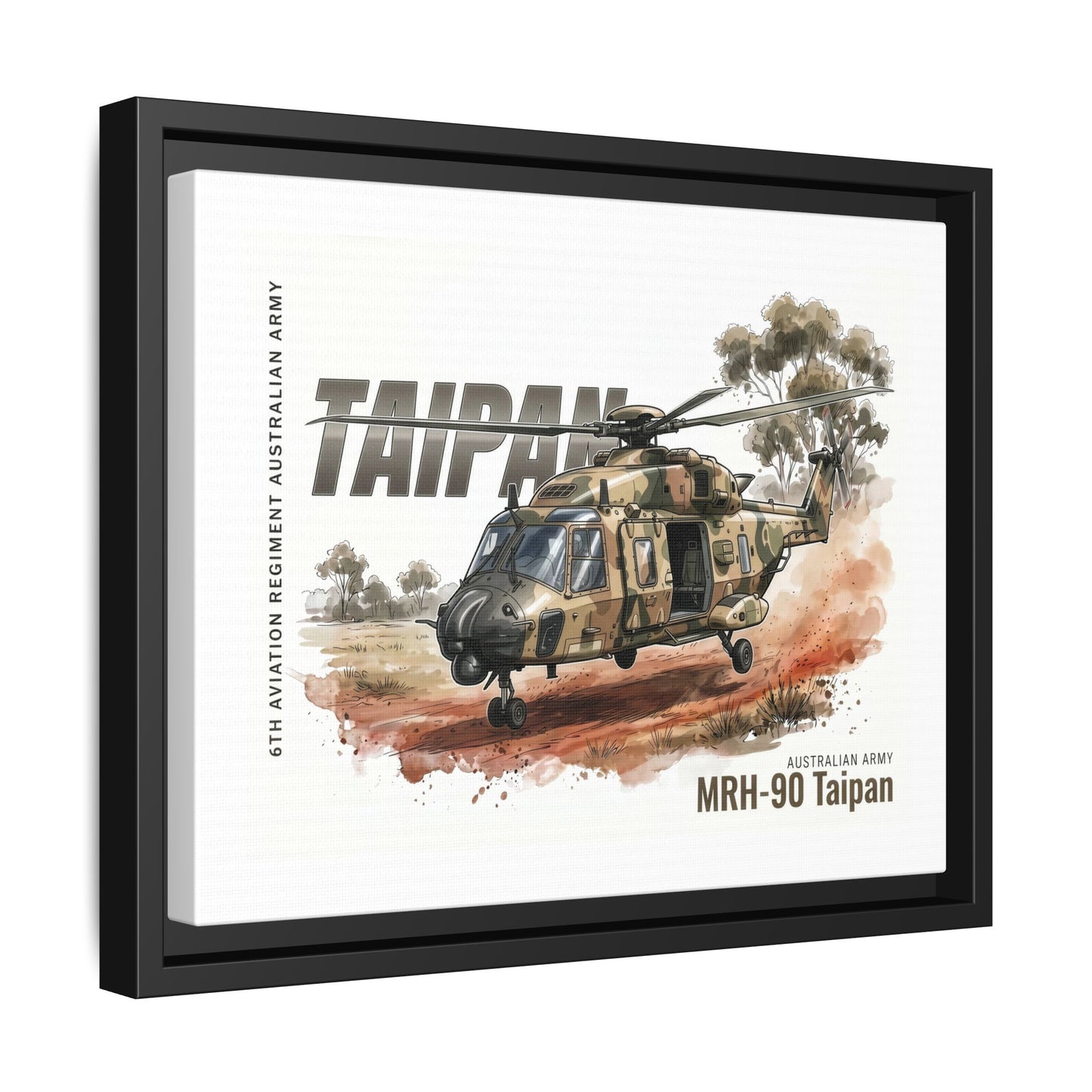 MRH-90 Taipan Helicopter Matte Canvas Framed Print — Australian Army Aviation Art