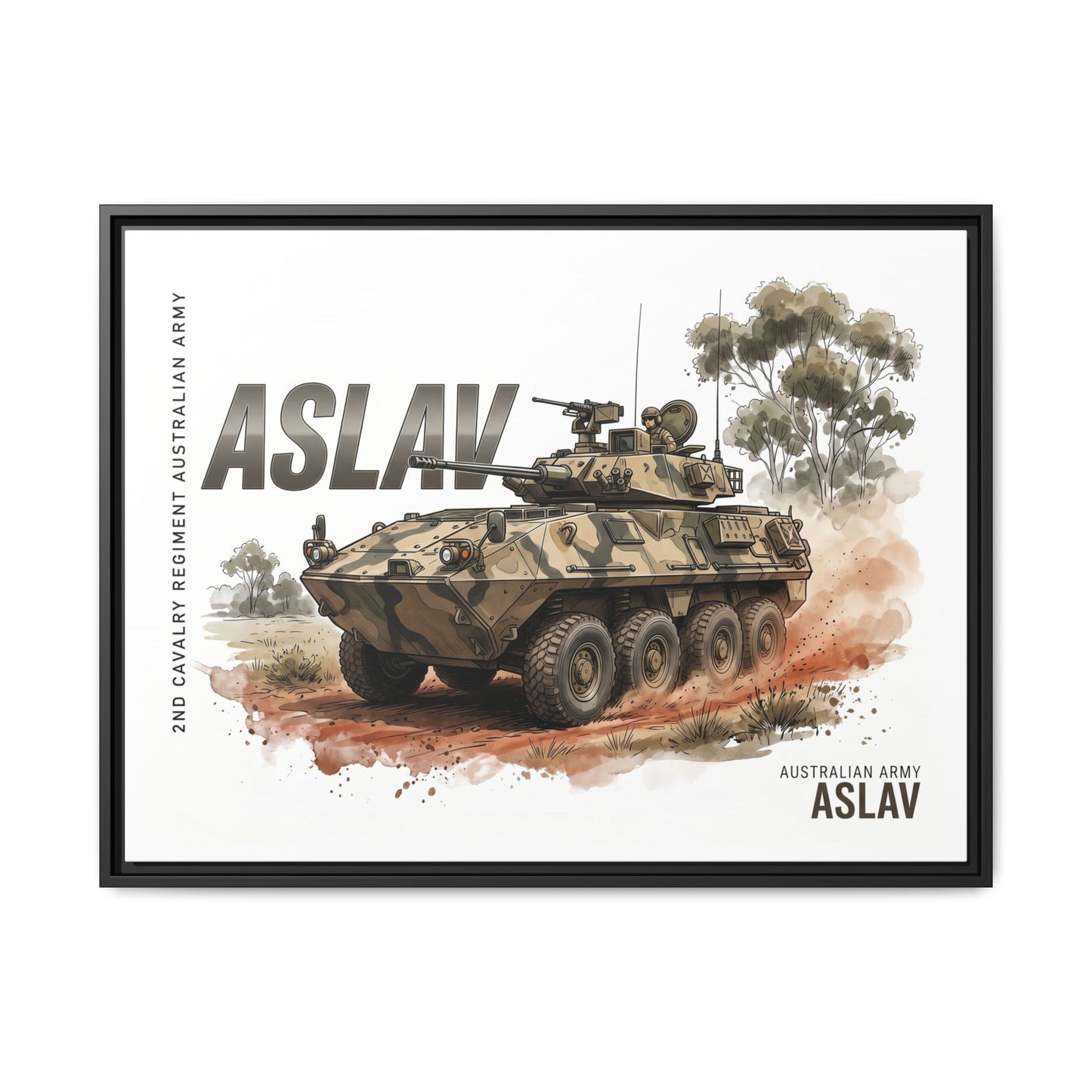 ASLAV Armored Vehicle Matte Canvas Framed Print — Australian Army Military Art
