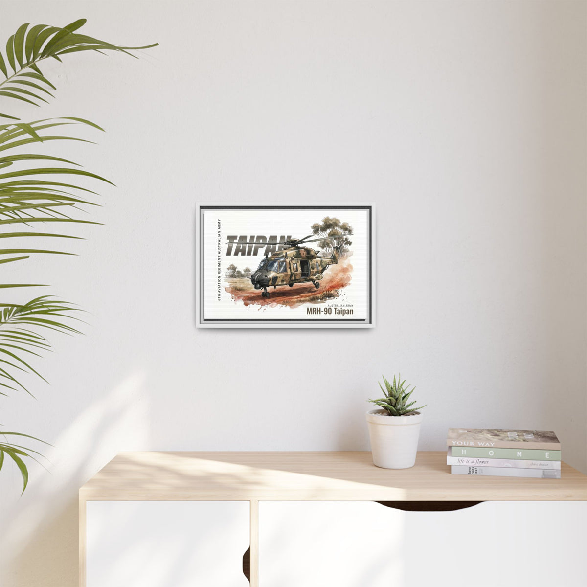 MRH-90 Taipan Helicopter Matte Canvas Framed Print — Australian Army Aviation Art