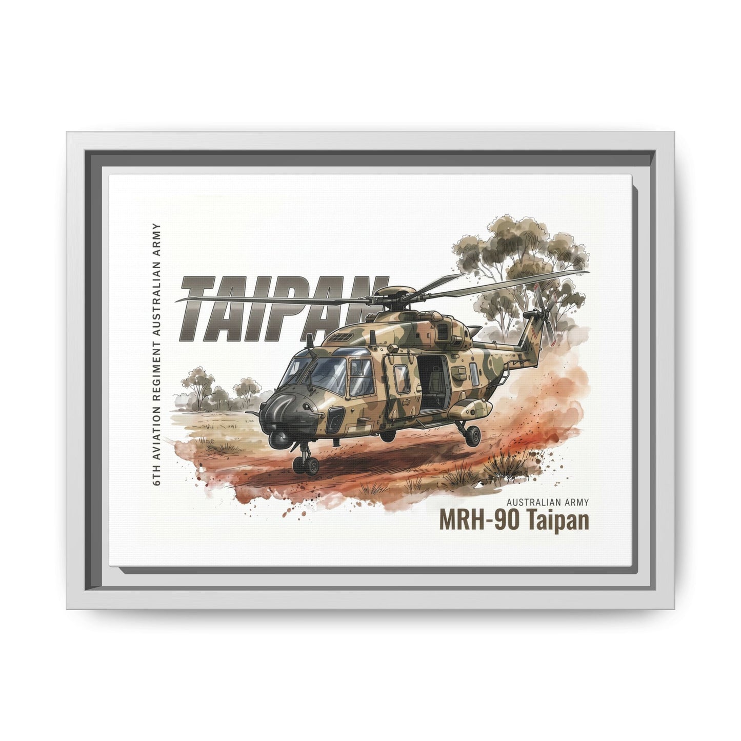 MRH-90 Taipan Helicopter Matte Canvas Framed Print — Australian Army Aviation Art