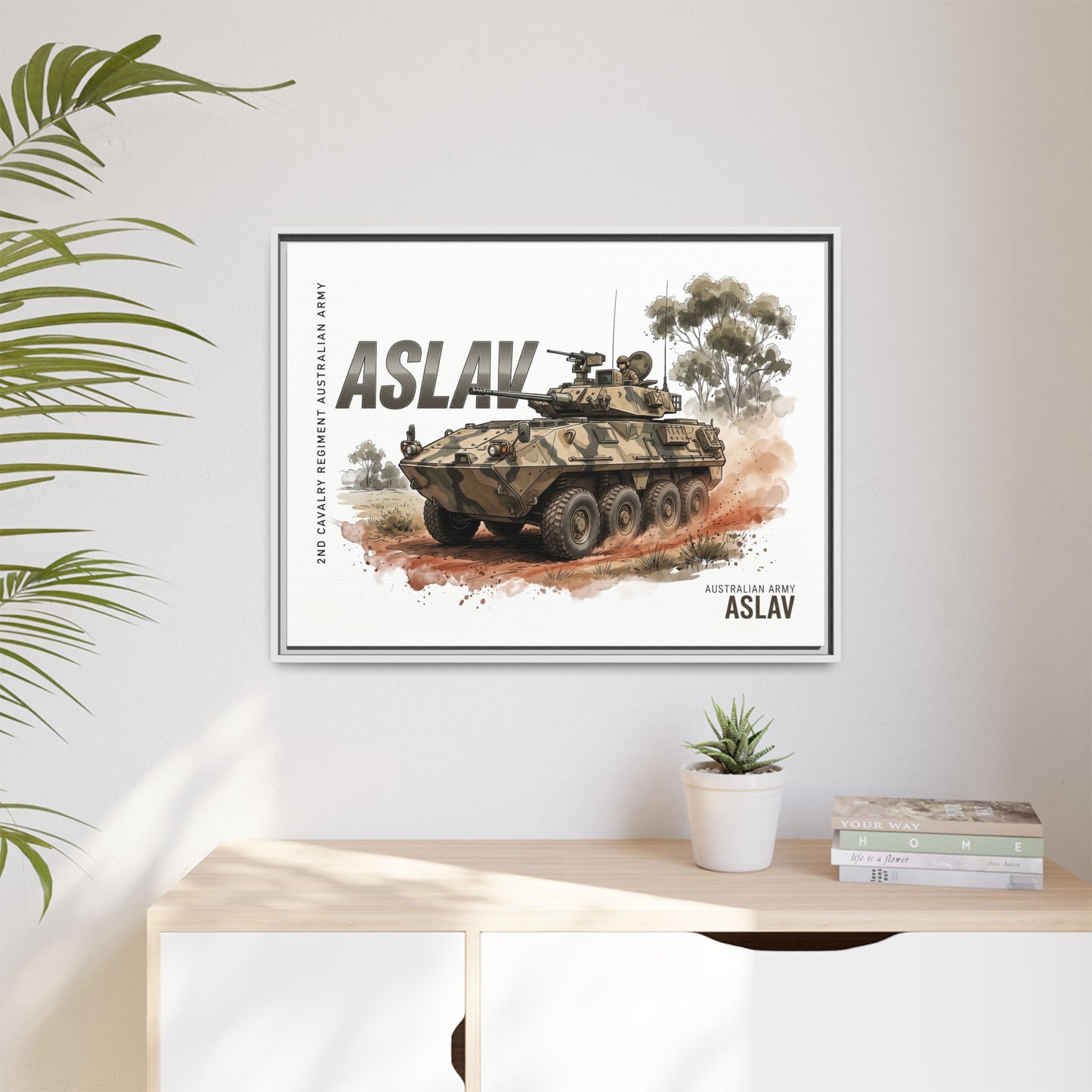 ASLAV Armored Vehicle Matte Canvas Framed Print — Australian Army Military Art