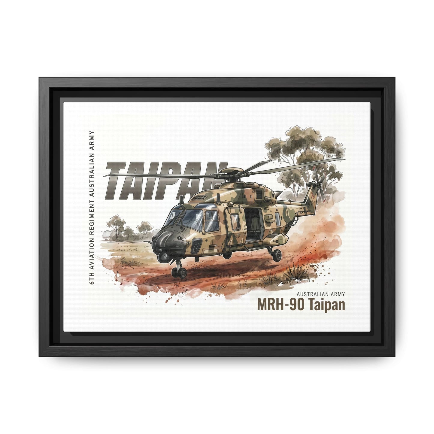 MRH-90 Taipan Helicopter Matte Canvas Framed Print — Australian Army Aviation Art