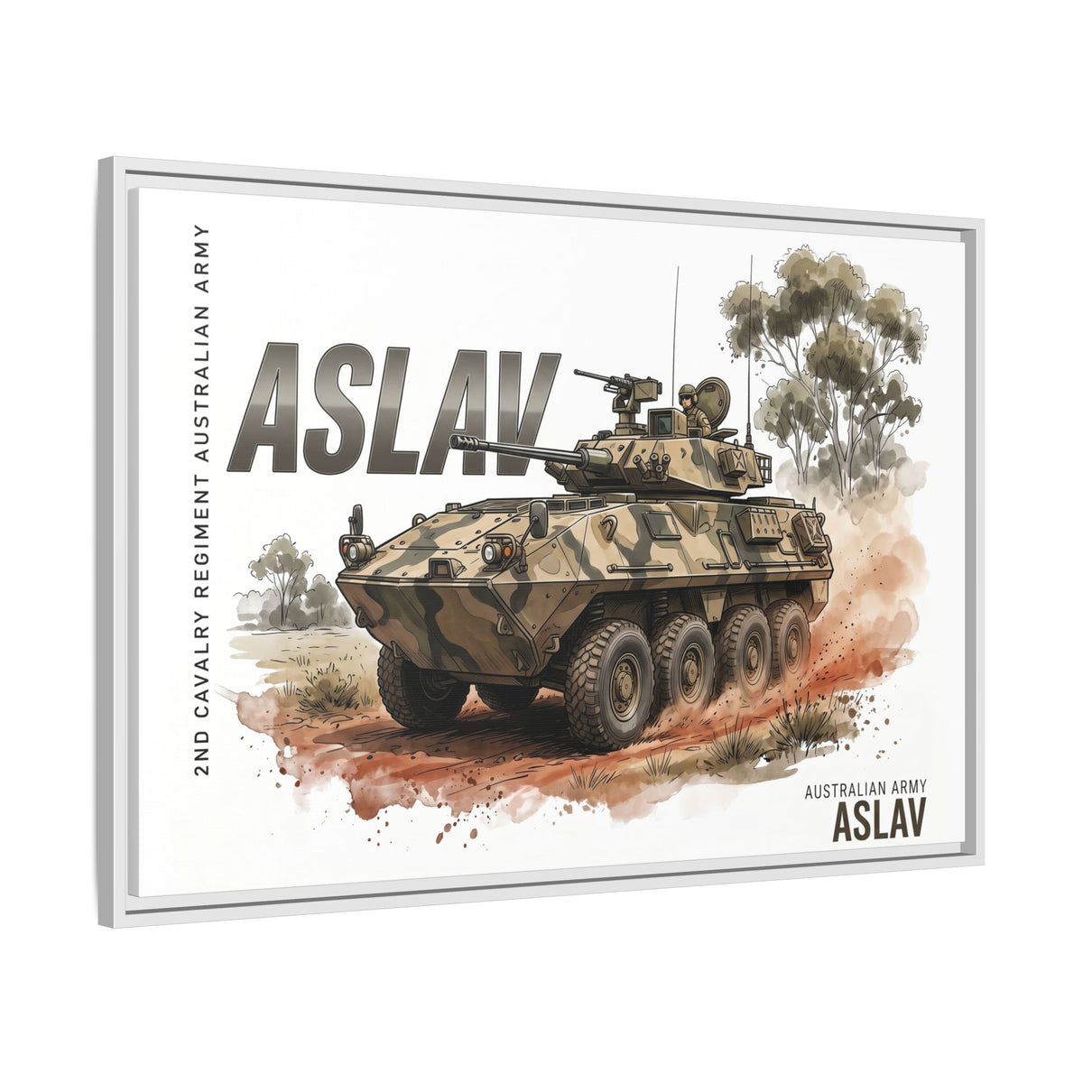 ASLAV Armored Vehicle Matte Canvas Framed Print — Australian Army Military Art