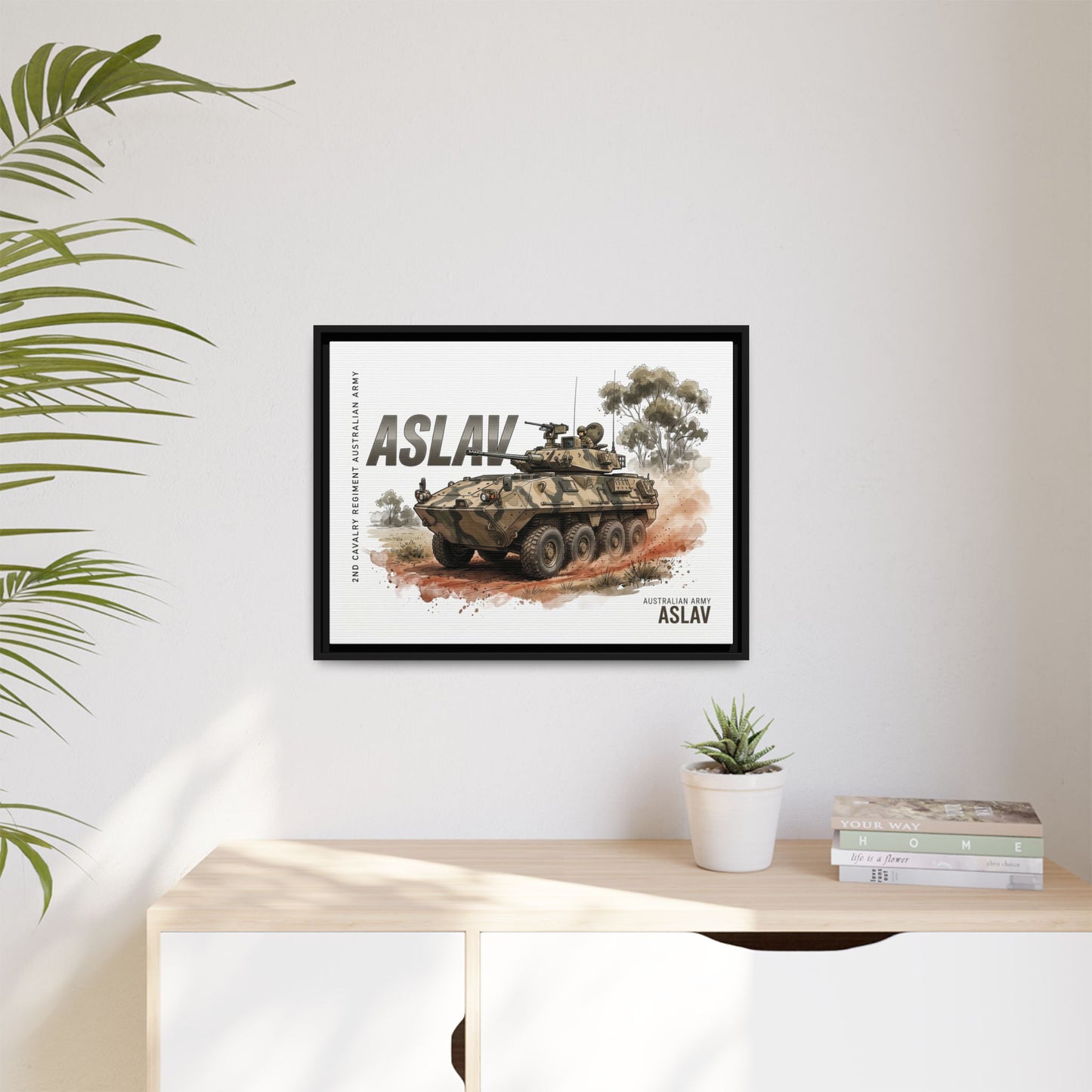 ASLAV Armored Vehicle Matte Canvas Framed Print — Australian Army Military Art