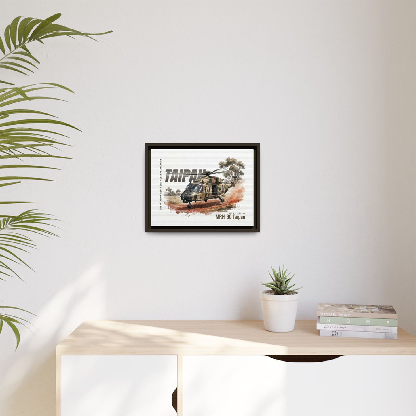 MRH-90 Taipan Helicopter Matte Canvas Framed Print — Australian Army Aviation Art