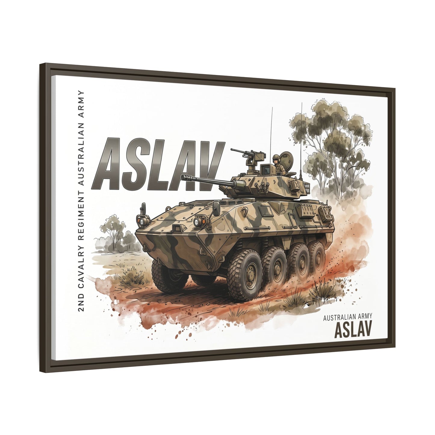 ASLAV Armored Vehicle Matte Canvas Framed Print — Australian Army Military Art