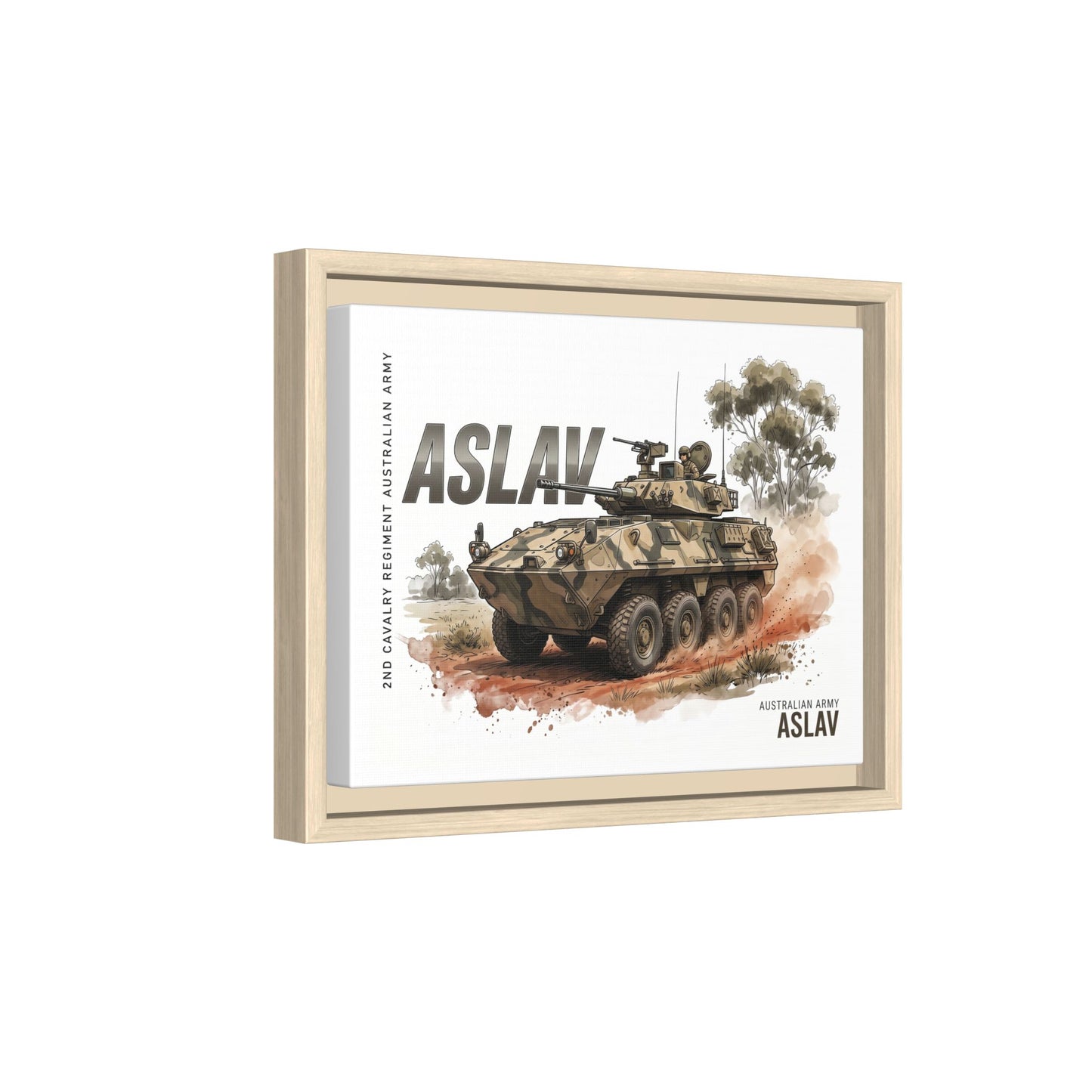 ASLAV Armored Vehicle Matte Canvas Framed Print — Australian Army Military Art