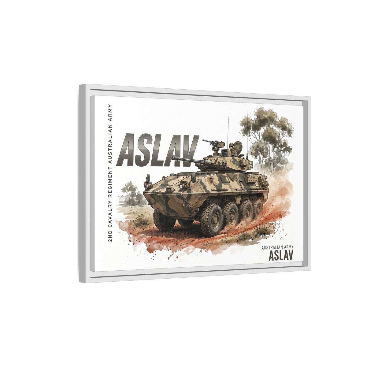 ASLAV Armored Vehicle Matte Canvas Framed Print — Australian Army Military Art