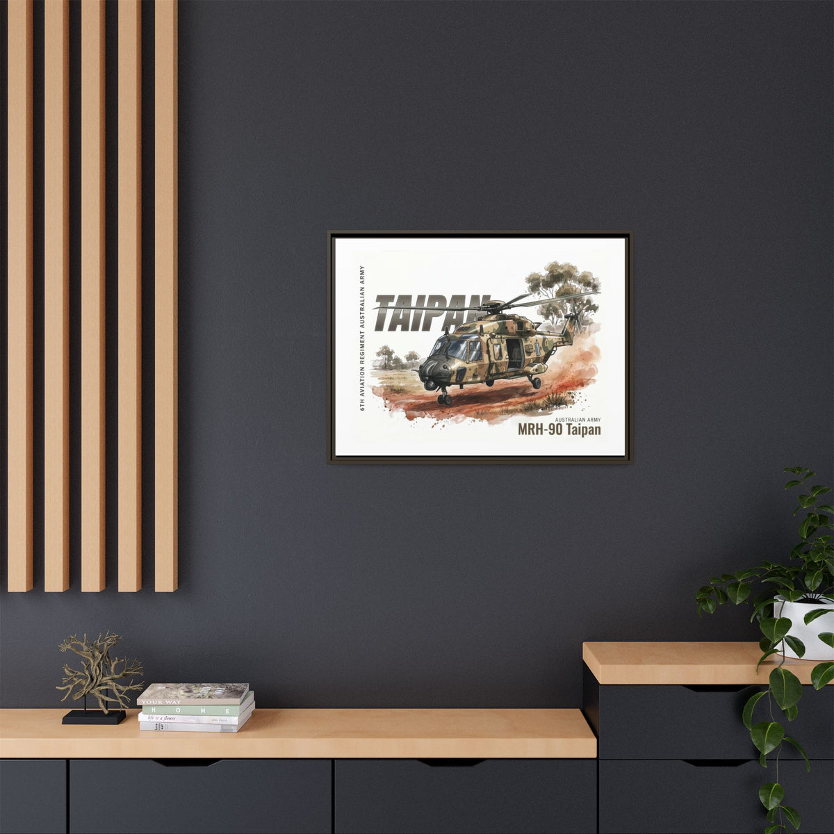 MRH-90 Taipan Helicopter Matte Canvas Framed Print — Australian Army Aviation Art