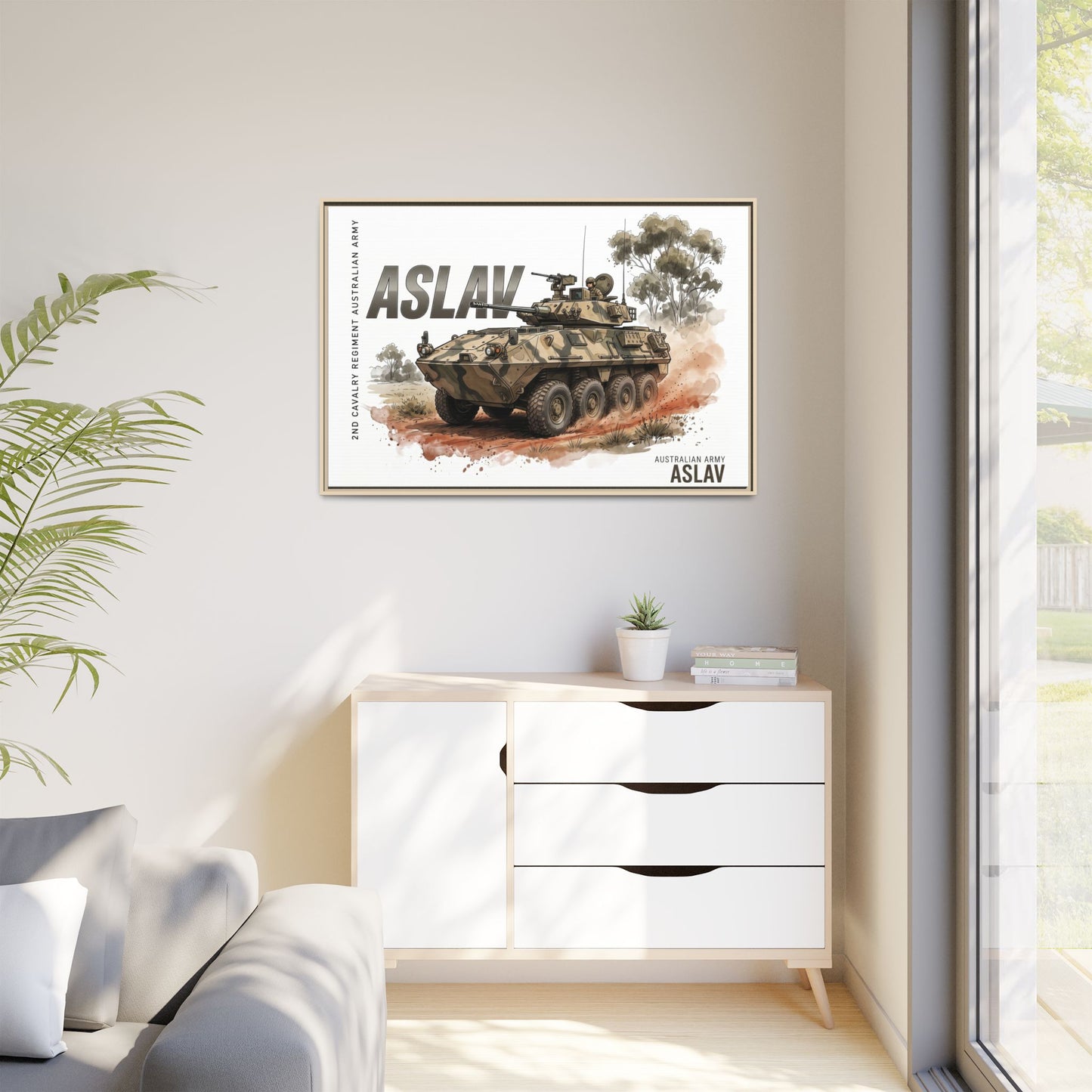 ASLAV Armored Vehicle Matte Canvas Framed Print — Australian Army Military Art